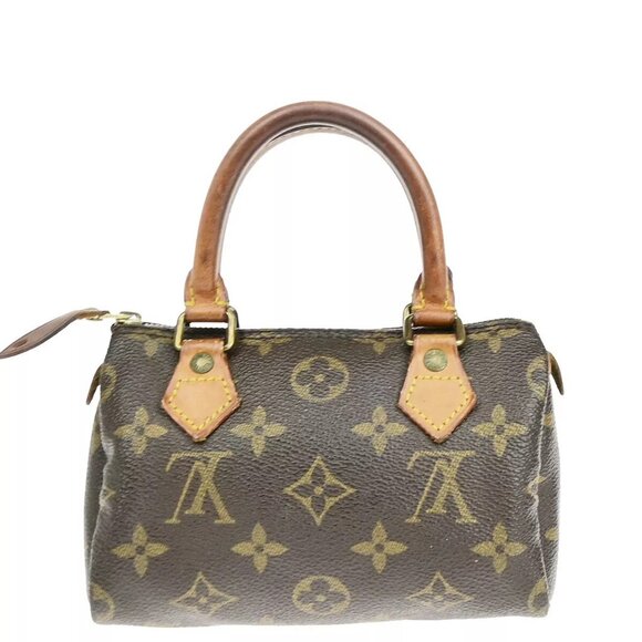 LOUIS VUITTON Mini Speedy Hand Bag Monogram Leather Brown France - Picture 3 of 13